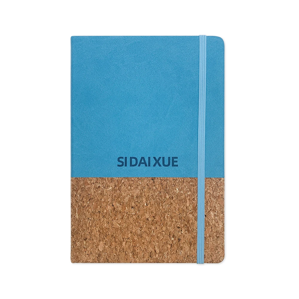 A5 Hardcover Custom Planner PU Leather Connected with Cork Cover Notebook