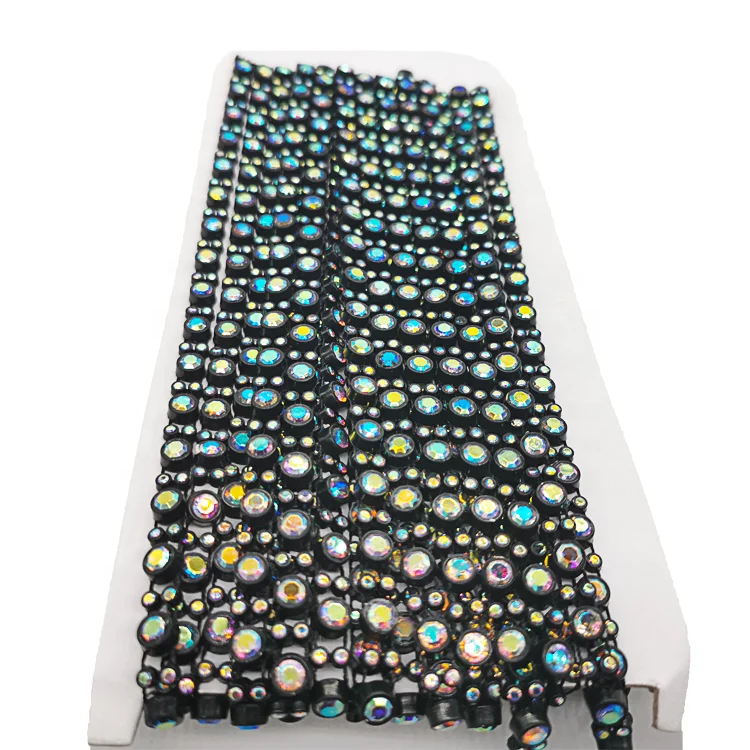 ss8 ab stone crystal diamond links strand roll plastic black pedestal glass rhinestone cup chain trim for DIY accessories