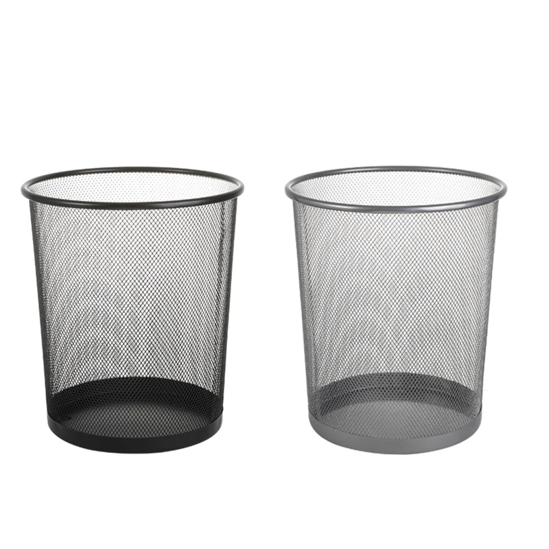 Paper Basket Trash Bin Round Metal Mesh Waste Bins Trash Can Dustbin Wastebasket Garbage Bin