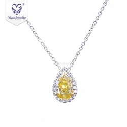 yadis 925 sliver 18k Gold Plated Pear Crushed Ice cut yellow moissanite pendant necklace fine jewelry necklaces