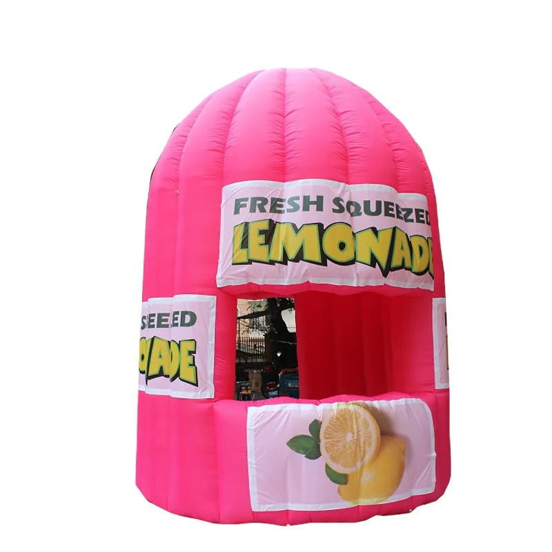 Outdoor 4m Display Pink Inflatable Lemonade Stand Booth Concession Booth For Advertising