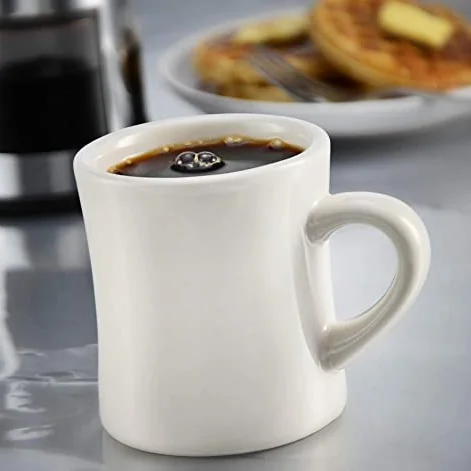 10oz - Classic Pure White Diner Mugs, Thick Ceramic Cups with Heavy Duty Handles Drinking Glasses for Restaurant