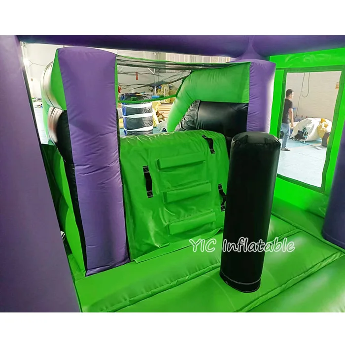 Outdoor Commercial Inflatable Green Giant Theme Bounce House Superhero Cartoon Combo Bouncy Castle With Slide For Garden Party