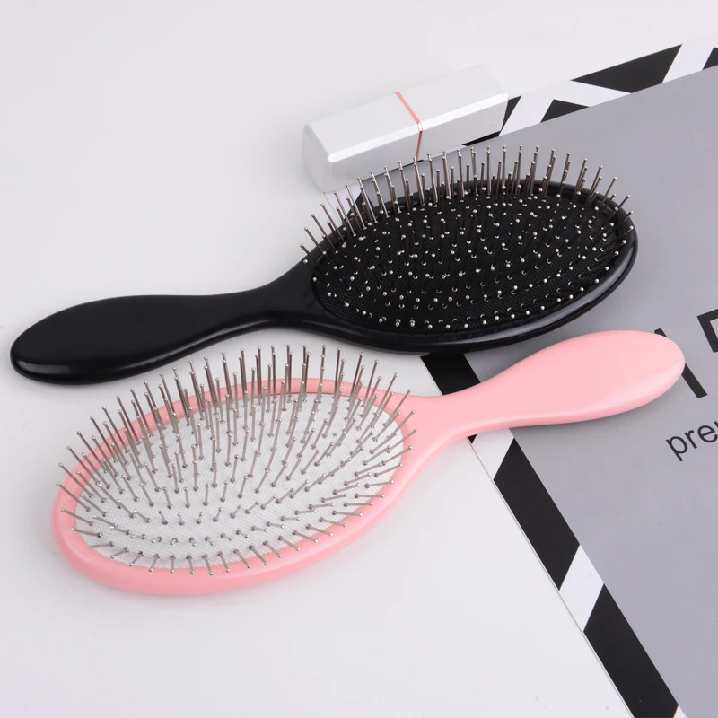 New Hot Sale Pink stainless Steel metal pin bristle Needle Hair Brush With Nylon Hair Brush For Salon
