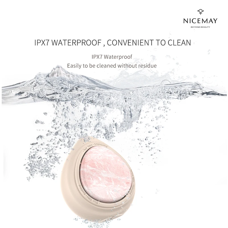 Nicemay Multifunctional Beauty Facial Tool LED Lighting Therapy Face Massage Device Sonic Vibration Heated Jade Facial Massager