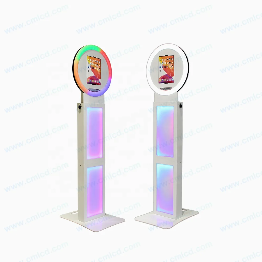 ipad photo booth shell sharing station stand lovely RGB light boxes selfie booth 10.9-12.9 ipad photo booth with flight case