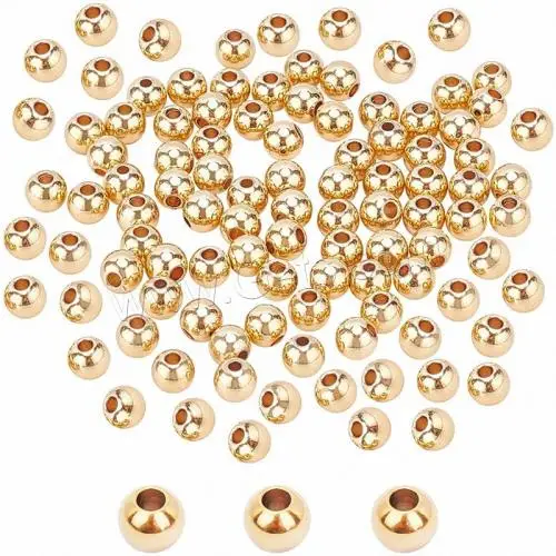DIY CCB Plastic Beads Jewelry Making Bulk Bead Copper Coated Plastic Plated Golden 6mm 100PCs/Bag 1618005