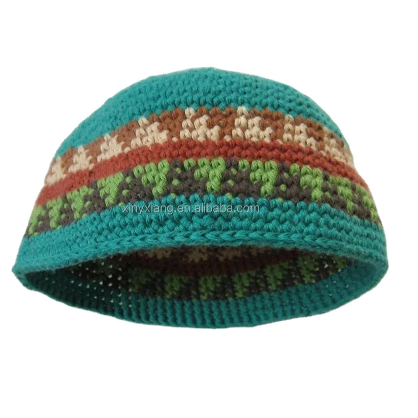 Заводская оптовая продажа вязаные мусульманские шляпы Kufi для мужчин 100% Бамбуковая пряжа Исламская молитвенная шляпа вязаная сетчатая шапка с черепом