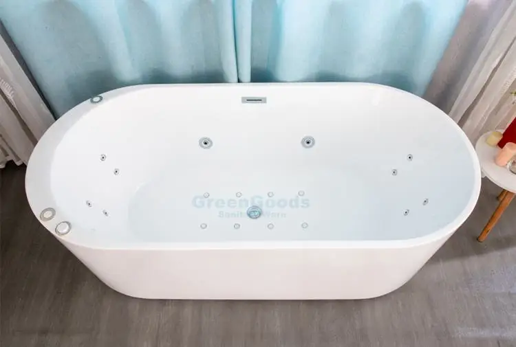 Japanese Bathroom Fiberglass Oval 2 Person Tub Soaking Whirlpool Bathtubs With Shower