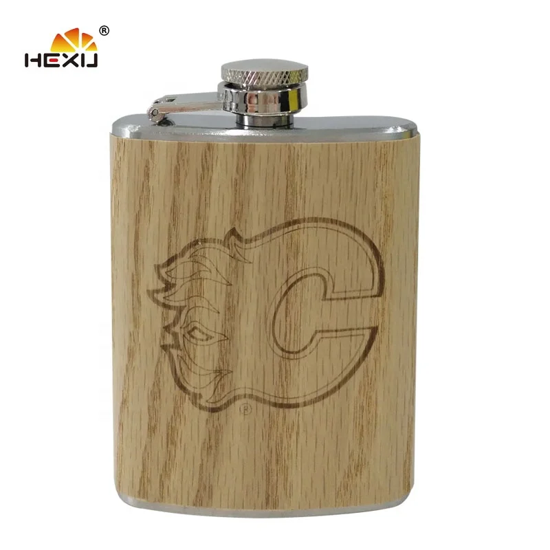 
Stainless Steel 6Oz Narure Wooden Hip Flask With Shot Glass And Funnel Set 