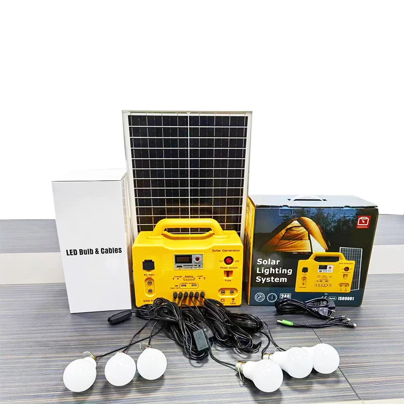 111wh Solar Energy Home LED Light FM MP3 Bluetooth Lighting Kit 6 LED Bulbs Portable Power Stations Set