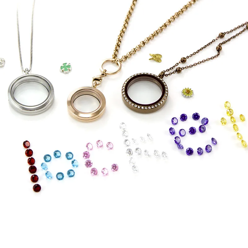 High Quality Stainless Steel Floating Charm Locket Pendant Round Memory Glass Window Locket Necklace