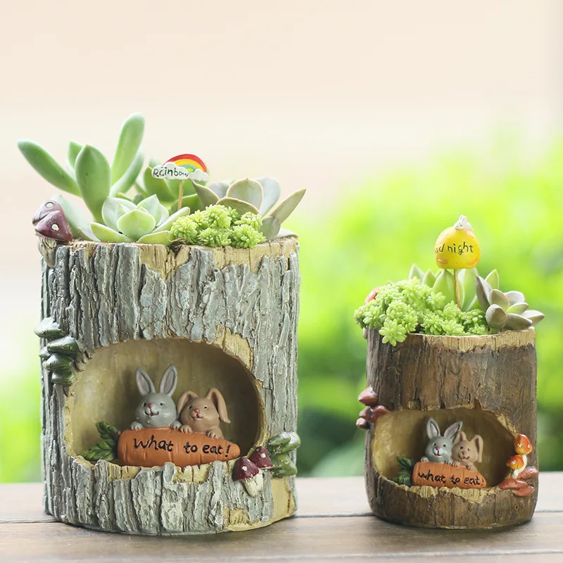 Creative Garden Micro Landscape moss Succulent Planter pots Cactus Flower Container Ornament Resin Craft Flower pots