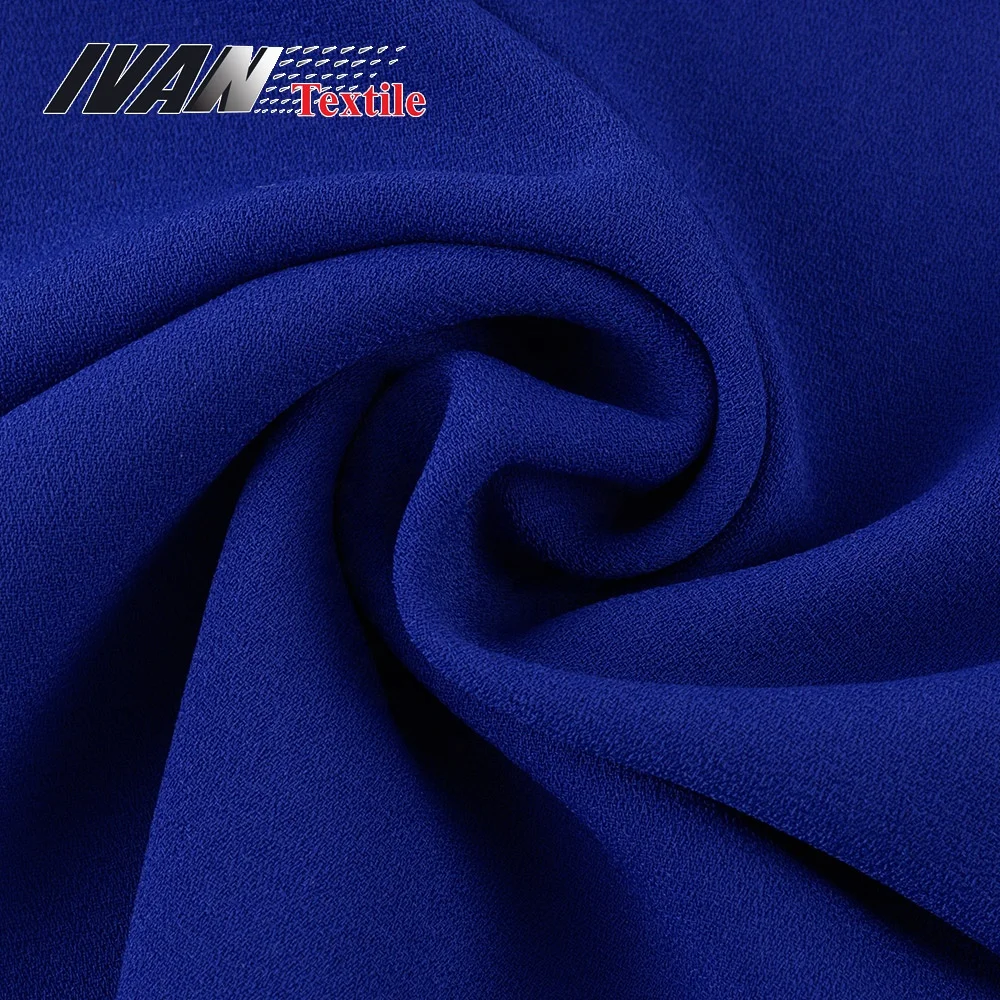 Italian fashion luxury 160D polyester tear resistant woven crepe plain dyed cardigan fabric for lady garment