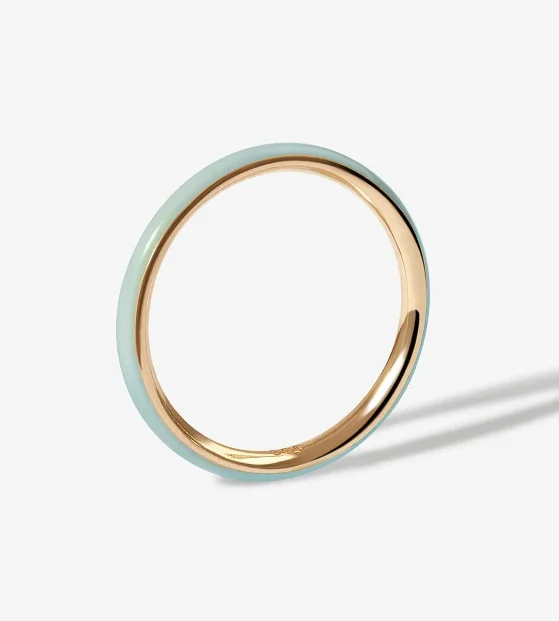 New Arrived Pink Enamel Trendy 925 Sterling Silver Stacking Solid Gold Plated Rings for Women