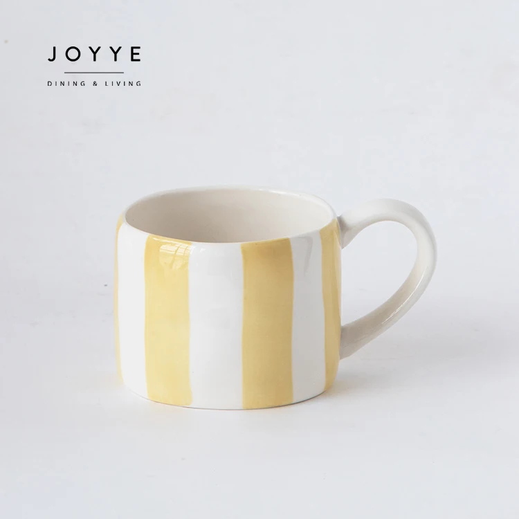 Joyye Wholesale Custom Nordic Mug 200ml Hand Painted Chic Pure Line Ceramic Stoneware Coffee Cup Mug Set