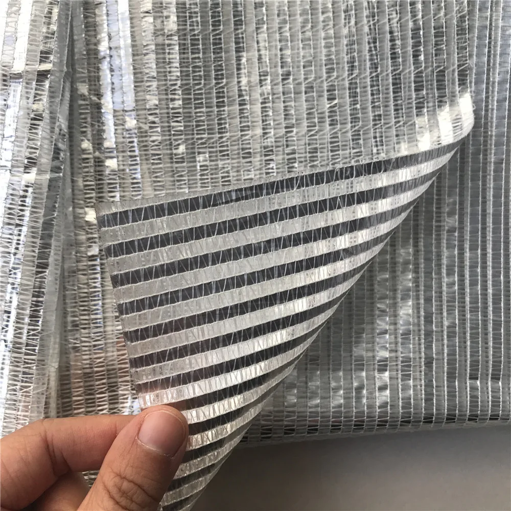 30% - 99% Hdpe Raschel Knitted Sun Shade aluminum Netting , Reflective silver Shade Sail cloth Panel Cover
