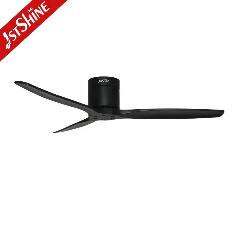 1stshine ceiling fan OEM factory black solid wooden blades low profile ceiling fans without lights