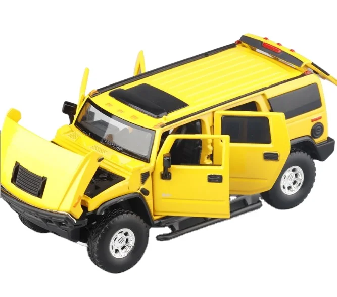 JKM1/32 2008 Hummer H2 Cross-country Alloy Models Six Door Open Avoid Vibration Acousto-optic Model Car Toys