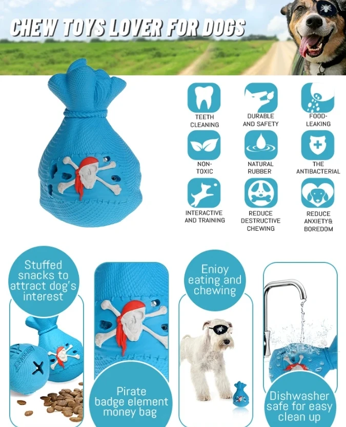 Innovative Pet Natural Rubber Bite Resistant Money Bag Toy Dog Chew Toys For Aggressive Chewers Large Breed