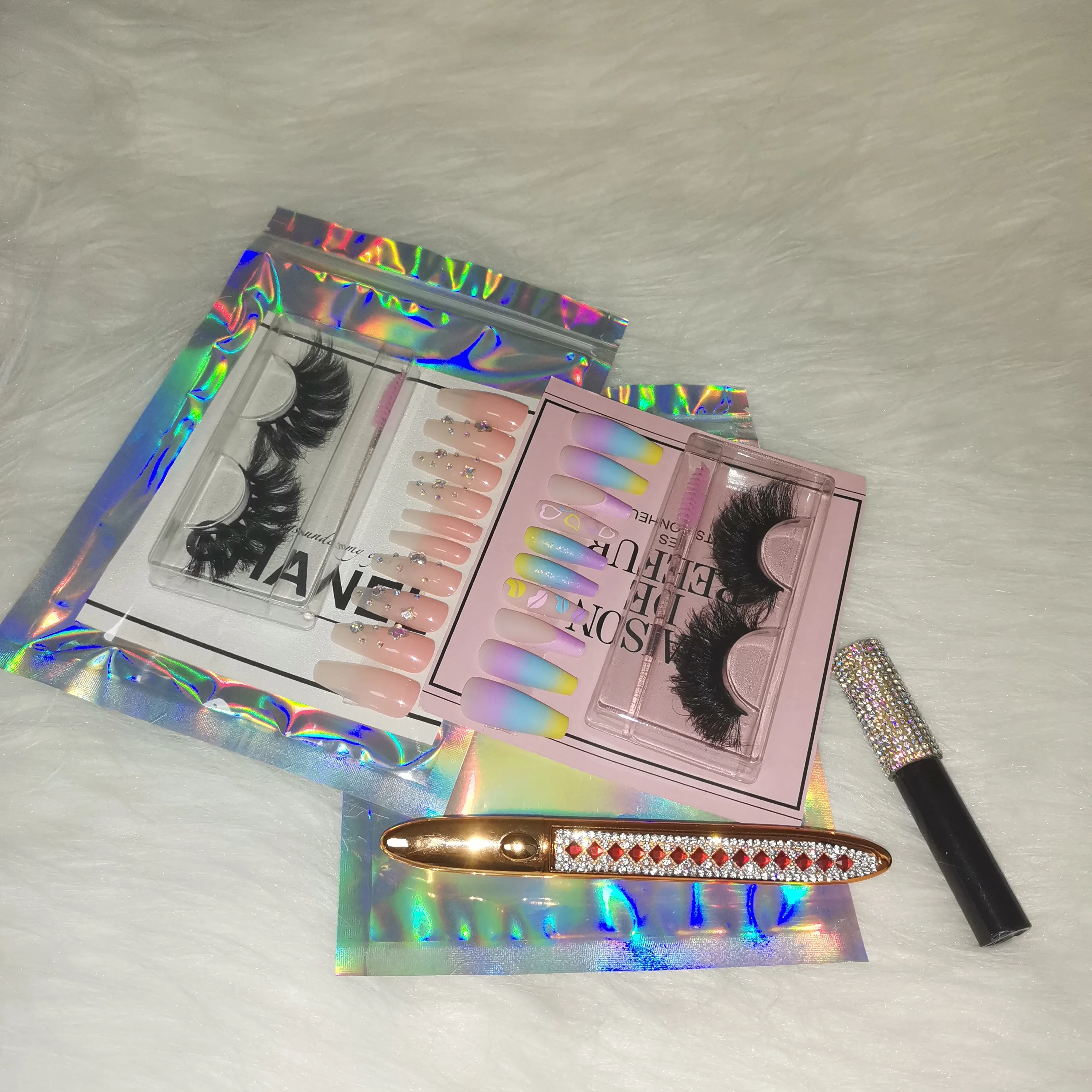 China Professional Manufacture press Nail Boxes wholesale High Quality Press On Nails False nails holographic set