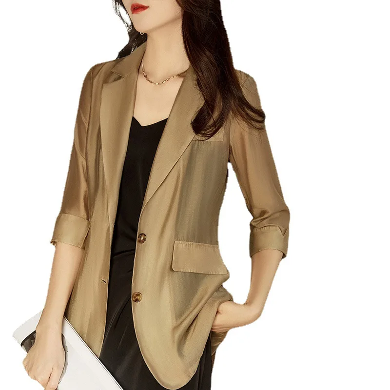 Plus size blazer mid-length sun protection tops overalls jackets womens clothing blazer