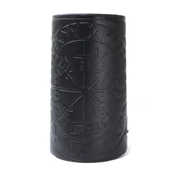 Viking Compass Embossed Jormungandr Leather Arm Armor, Viking Arm Gauntlet Bracer