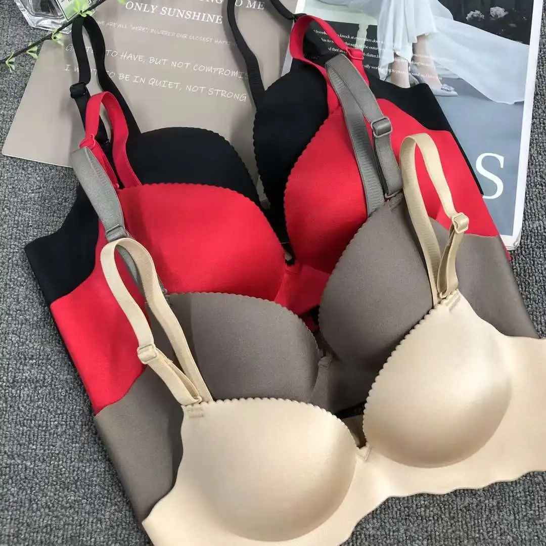 Girls Fashion Simple Solid Color Push Up under wireless T-shirt bra Comfort women good stretch Seamless Bra