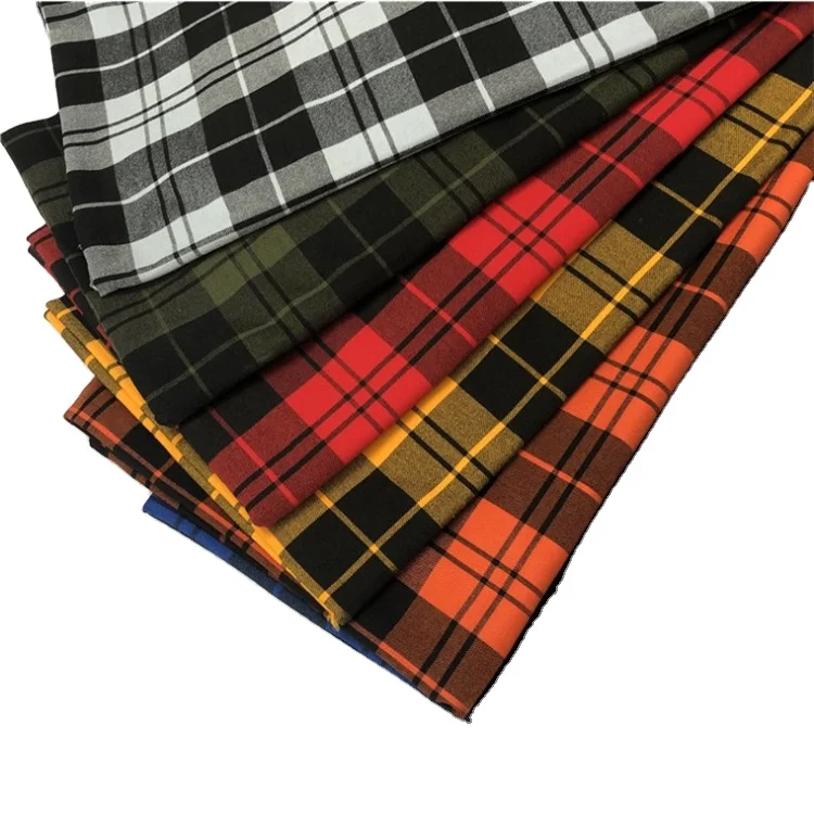 75% viscose 20% nylon 5% spandex fabric Twill colored stretch plaid fabric for shirt  skirt dress