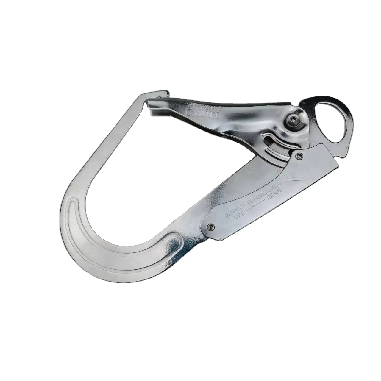 High quality large opening 63mm custom forged climbing steel hook fall safety hook en362 hook