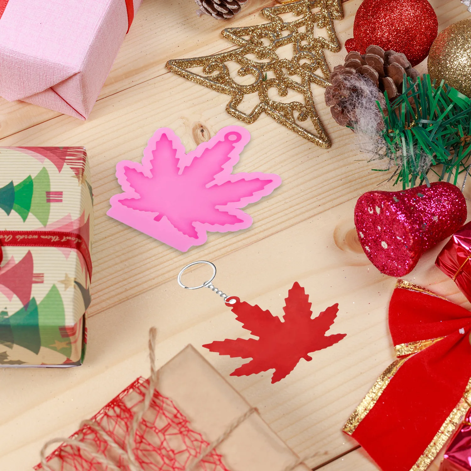 Resin Weed Baking Keychain Molds Silicon Making Keychains Maple Leaf Silicone Mold