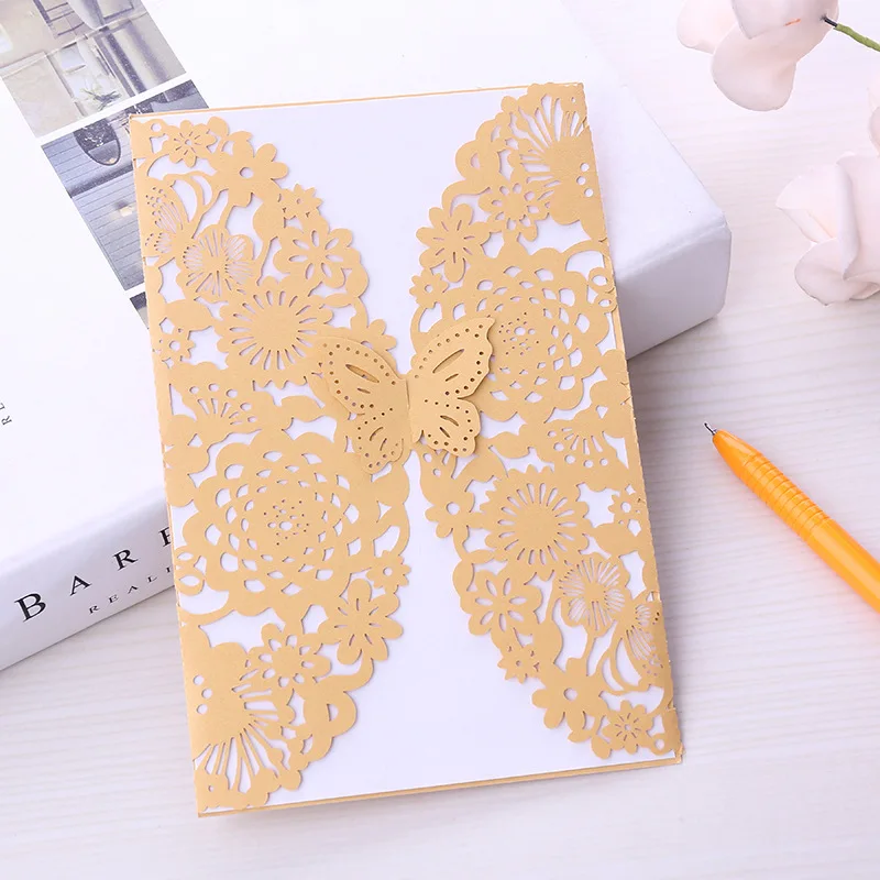 
Creative Hollow Out Marriage Greeting Cards Laser Cut Party Wedding Invitation Card Sets 