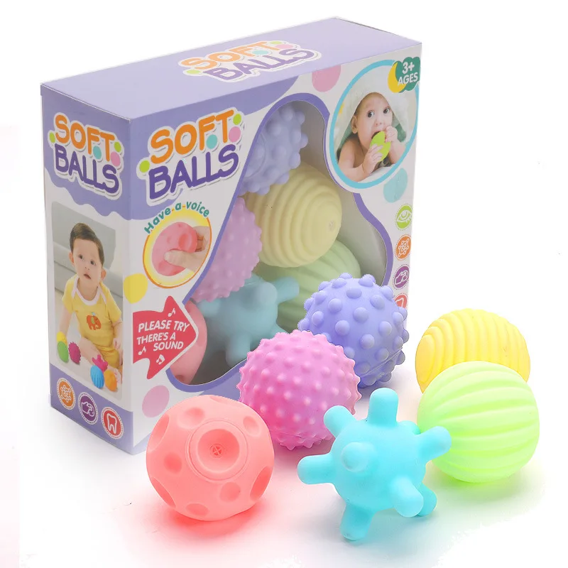 Massage Ball Soft Sensory Ball Toys For Babies Hands Touch Massage Textured Rubber Ball For Children