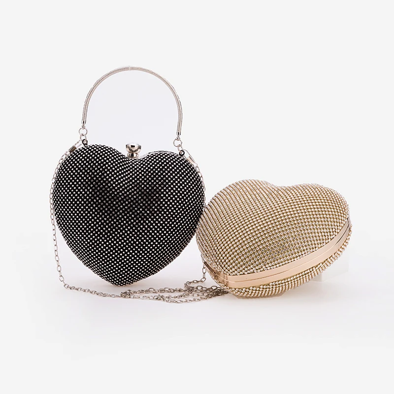 Модная сумка в форме сердца кошелек вечерняя милые блестящие клатчи с кристаллами