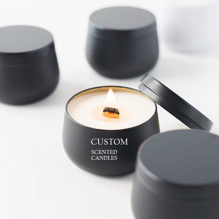 WS Luxury Glass Black Candle Jars Custom Private Label Candle Gift Set Best Scented Soy Wax Scented Candles