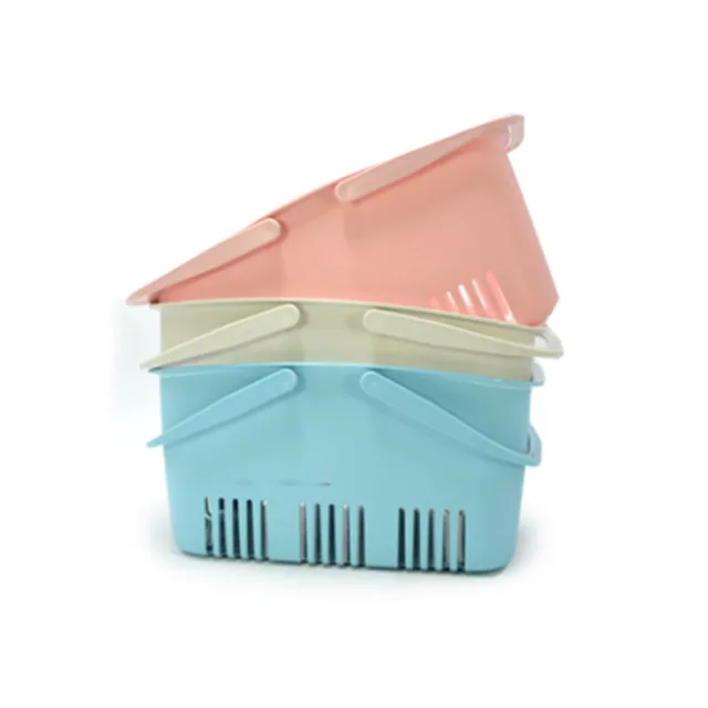 10L Multi-Style Supermarket Shopping Basket Material Rolling Basket Colorful Plastic Trolley Shopping Basket
