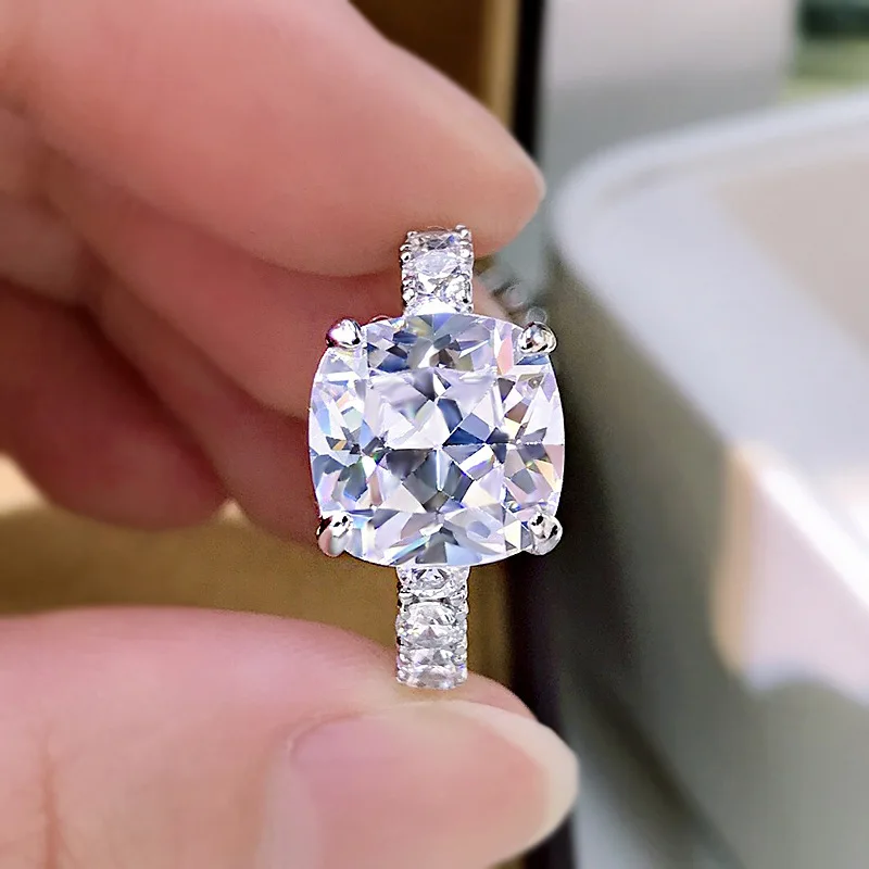 sterling silver wedding rings set women luxury cubic zirconia cz diamond couple rings for lover valentine wedding bridal jewelry