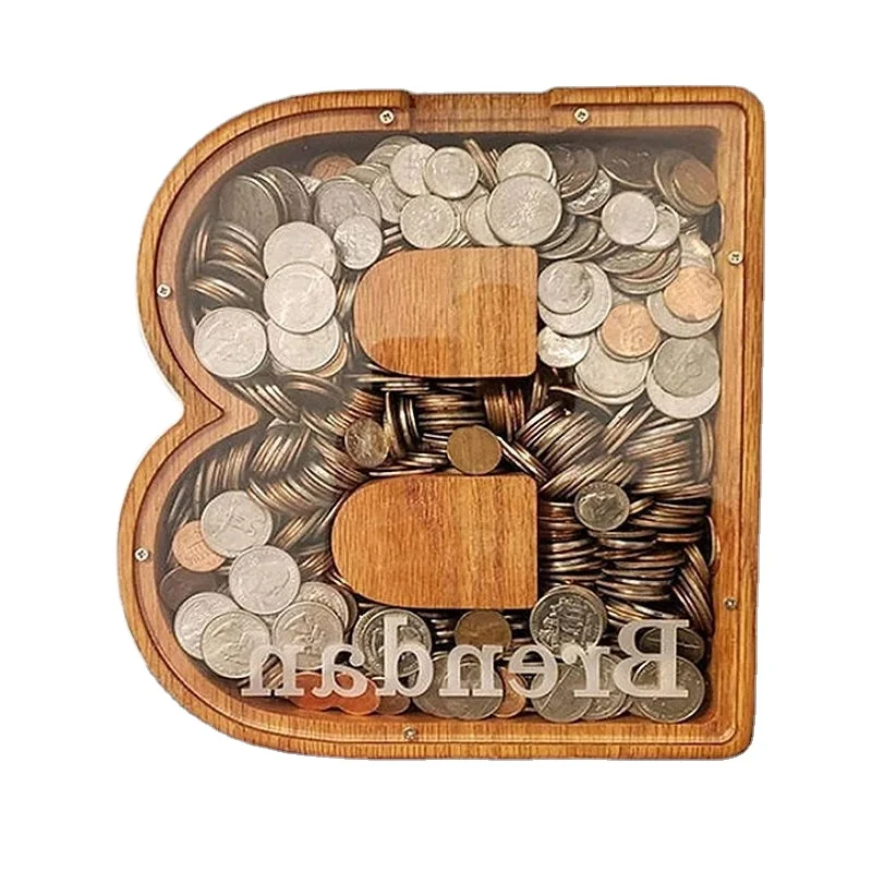 Alphabet piggy bank, suitable for children, boys and girls, large piggy bank, 26 English alphabet letters, personalized wooden,