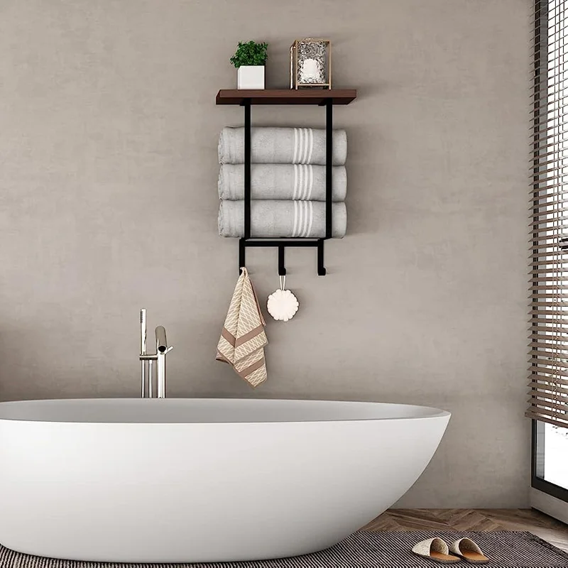 Brand New Wooden Stand Block Hooks Kitchen and Bathroom Shelf Organizer for Towel Rack and Other Accessories