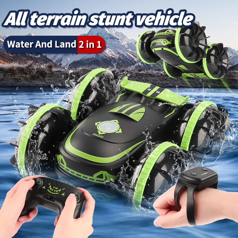 2.4GHZ remote control all terrain double-sided driving stunt fancy roll amphibious stunt vehicle