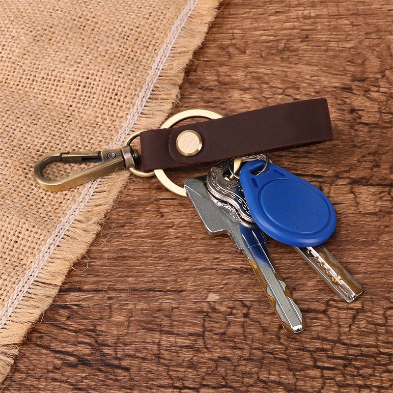 Wholesale Custom Logo premium leather keychain genuine leather keychain blanks