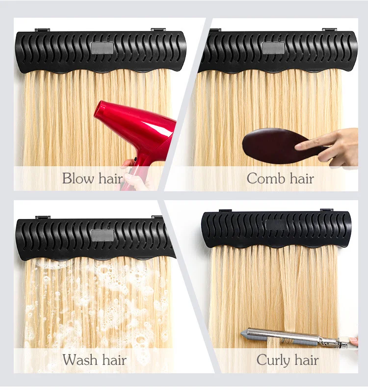 Wholesale Black White Pink Plastic Hair Stand Wig Display Hair Extension Holder With Cycle Use Suction Cups And Screw