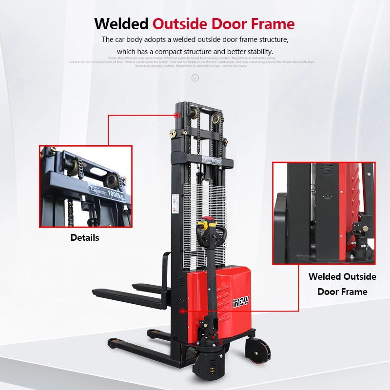 Self-loading Full Automatic Pallet Small Boom All Terrain Electric Stacker Forklift