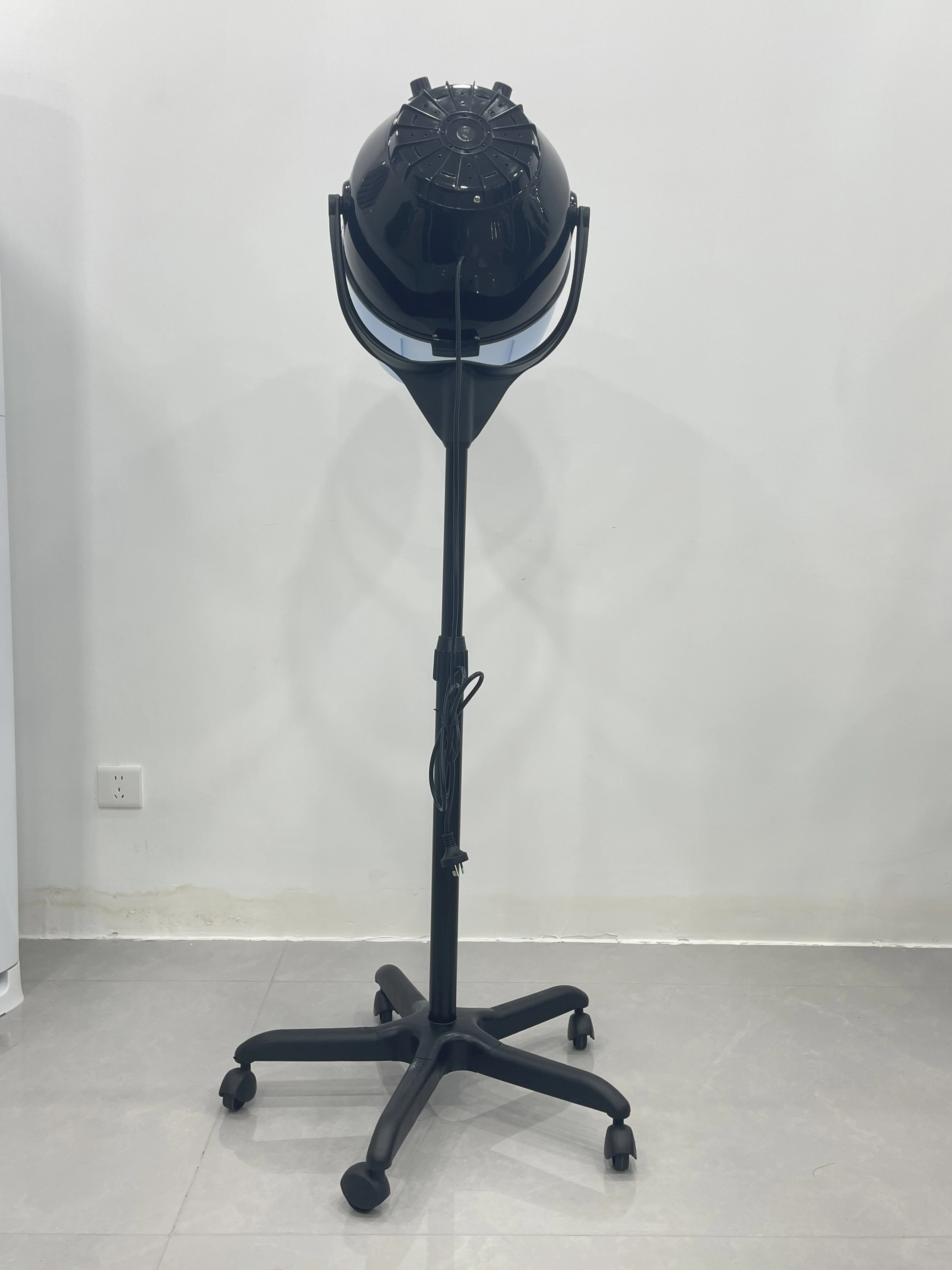 Professional Salon Equipment Adjustable Floor Hair Dryer with Hooded Bonnet and Rolling Wheels Multi-Purpose Styling Tool
