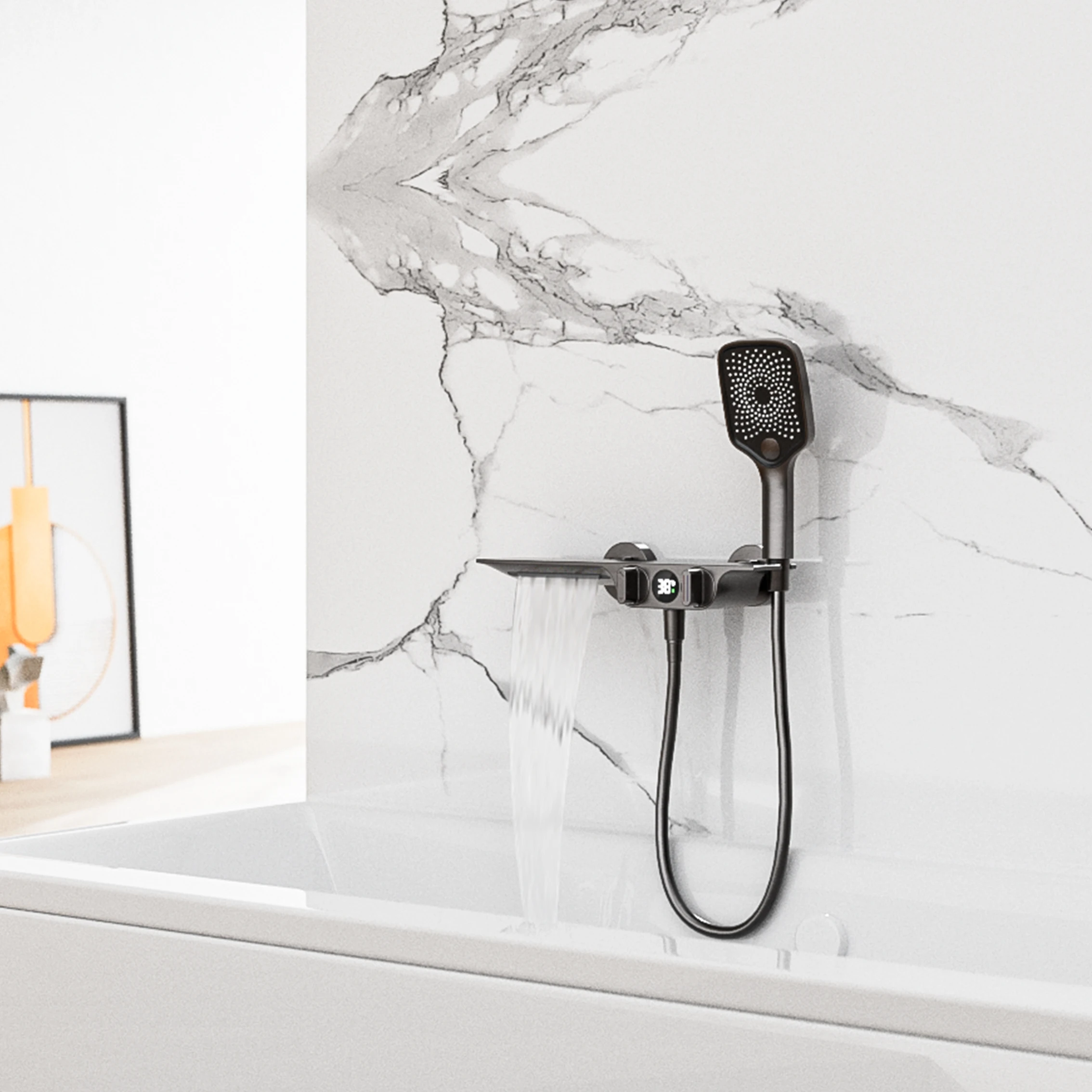 Gun Gery Adjustable Lift Handheld Shower Tap Thermostatic Bathtub Shower Set