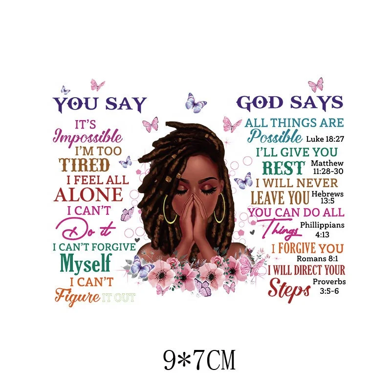 Custom Design Black Queen Afro Girl Printable Plastisol Heat Transfer Stickers For Clothes