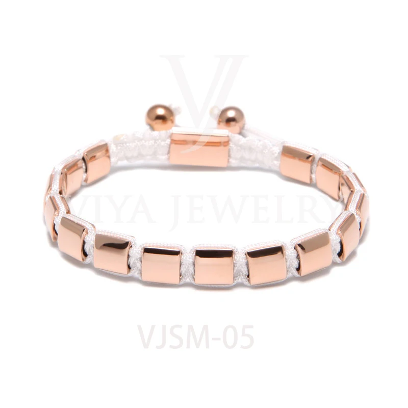 Finding Jewelry Stainless Steel Adjustable Rope Gold Beaded Bracelet Men Bracelet Anchor