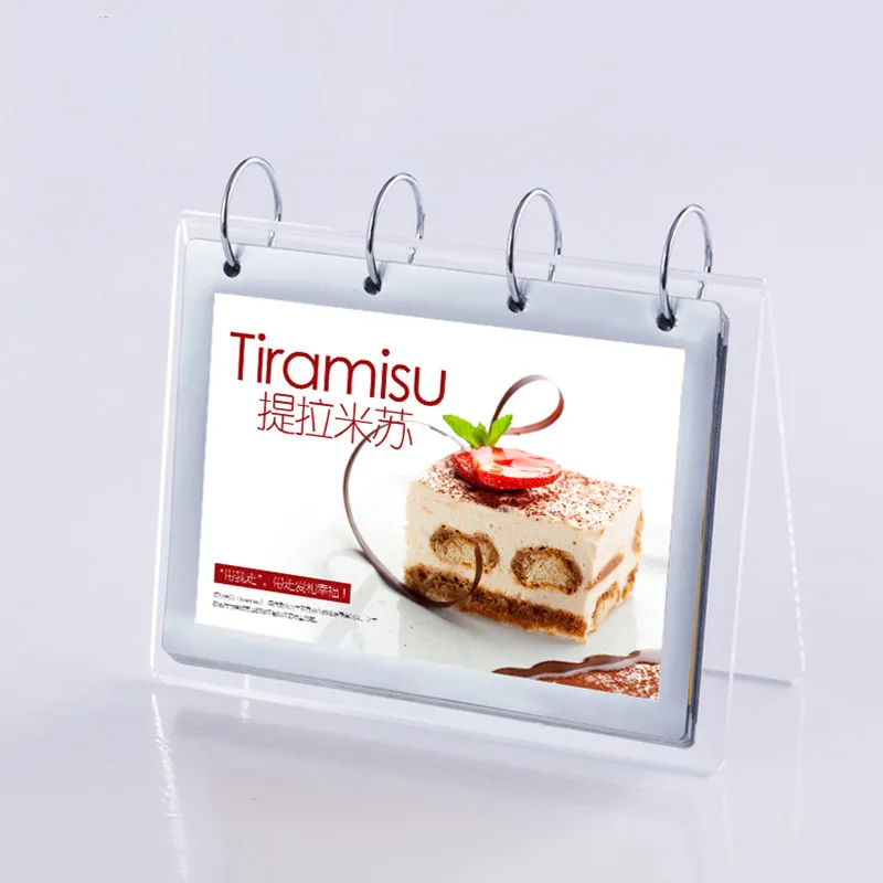 Customized Clear Acrylic Table Desktop Calendar Holders Stand with Iron Circles