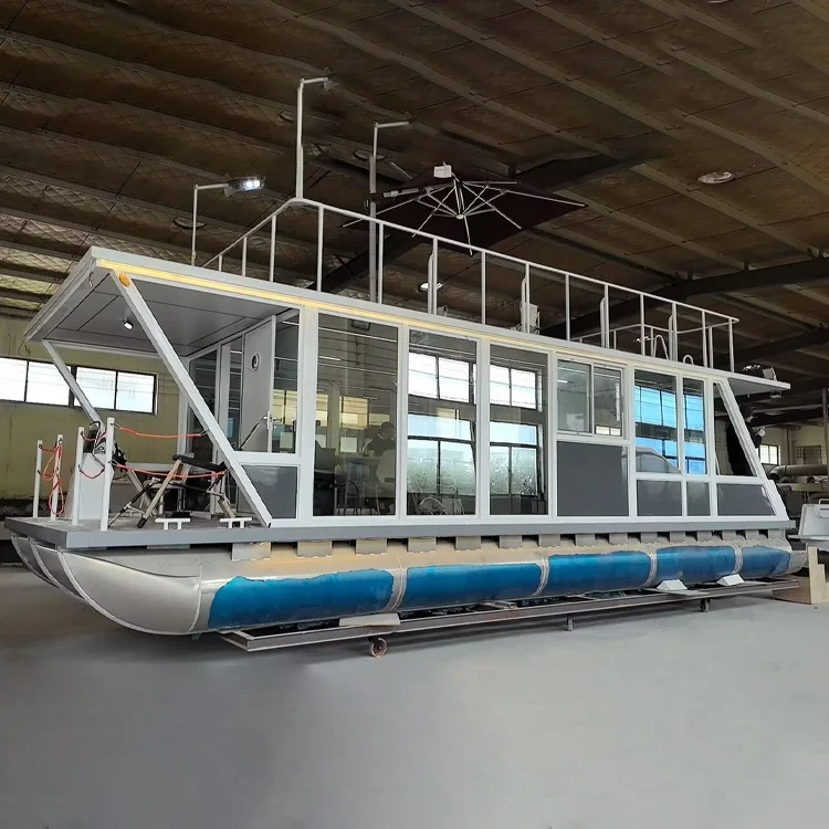 36ft Aluminum Luxury Prefab House Floating Water Boat  Cabin Yacht  Welded House Boat