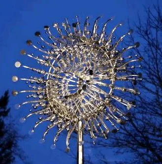 high quantity modern wonder abstract metal custom LED lighting wind kinetic sculpture for park